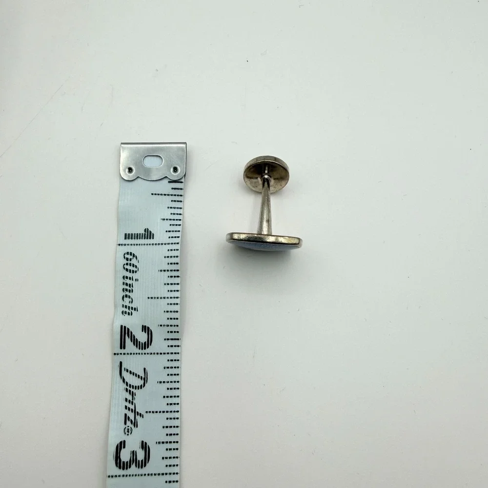 Vintage 90s Silver Tone Men Cufflink Stud Set Blue Red Enamel Jewelry
